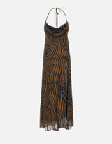 BLUMARINE Abito lungo in chiffon con stampa zebrata MULTICOLOR Donna 