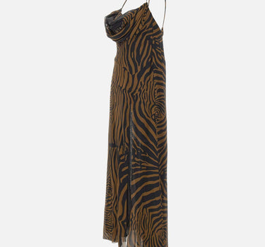 BLUMARINE Abito lungo in chiffon con stampa zebrata MULTICOLOR Donna 