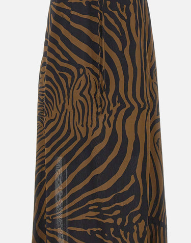 BLUMARINE Abito lungo in chiffon con stampa zebrata MULTICOLOR Donna 