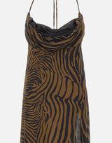 BLUMARINE Abito lungo in chiffon con stampa zebrata MULTICOLOR Donna 