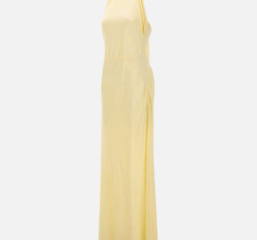 BLUMARINE Abito lungo in marocaine con sciarpa YELLOW Donna 