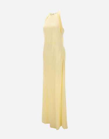 BLUMARINE Abito lungo in marocaine con sciarpa YELLOW Donna 