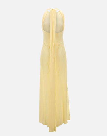 BLUMARINE Abito lungo in marocaine con sciarpa YELLOW Donna 