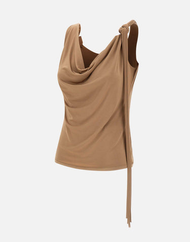 BLUMARINE Top in jersey lucido BROWN Donna 