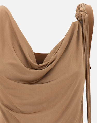 BLUMARINE Top in jersey lucido BROWN Donna 