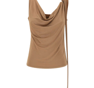 BLUMARINE Top in jersey lucido BROWN Donna 