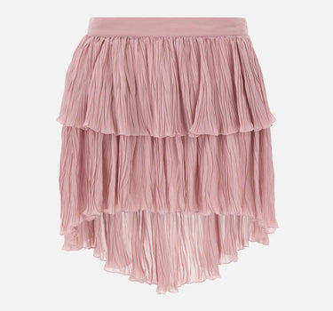 BLUMARINE Gonna asimmetrica in georgette plissé con balza Pink Donna 
