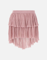 BLUMARINE Gonna asimmetrica in georgette plissé con balza Pink Donna 
