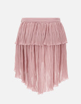 BLUMARINE Gonna asimmetrica in georgette plissé con balza Pink Donna 