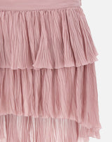 BLUMARINE Gonna asimmetrica in georgette plissé con balza Pink Donna 