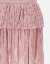 BLUMARINE Gonna asimmetrica in georgette plissé con balza Pink Donna 