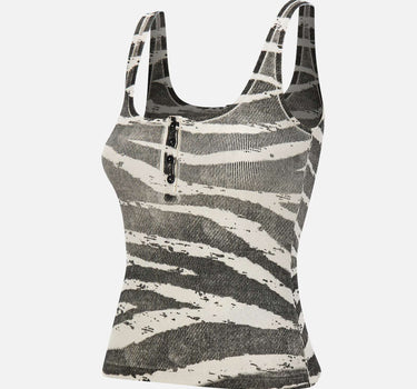 BLUMARINE Top in costina a stampa zebra BLACK Donna 
