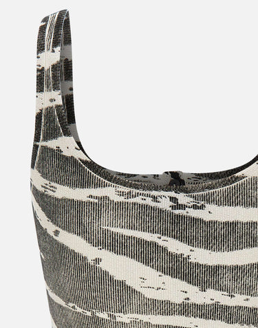 BLUMARINE Top in costina a stampa zebra BLACK Donna 