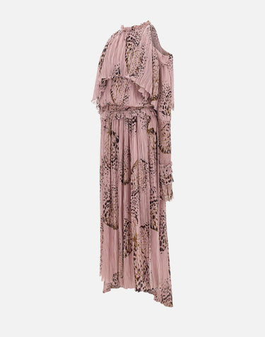 Abito lungo in georgette plissé stampato 4A432A M1445 BLUMARINE 