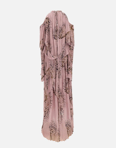 Abito lungo in georgette plissé stampato 4A432A M1445 BLUMARINE 