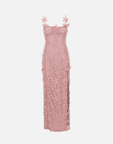 BLUMARINE Abito lungo in pizzo macramé Pink Donna 