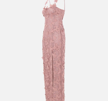 BLUMARINE Abito lungo in pizzo macramé Pink Donna 