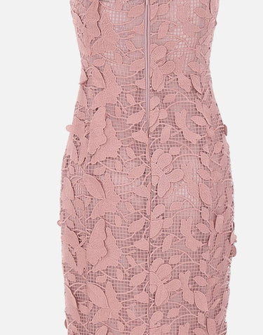 BLUMARINE Abito lungo in pizzo macramé Pink Donna 