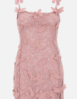 BLUMARINE Abito lungo in pizzo macramé Pink Donna 