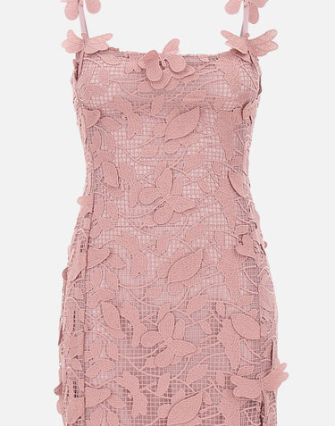 BLUMARINE Abito lungo in pizzo macramé Pink Donna 