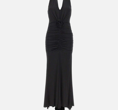 Abito lungo in jersey lucido con rosa 4A467A N0990 BLUMARINE 