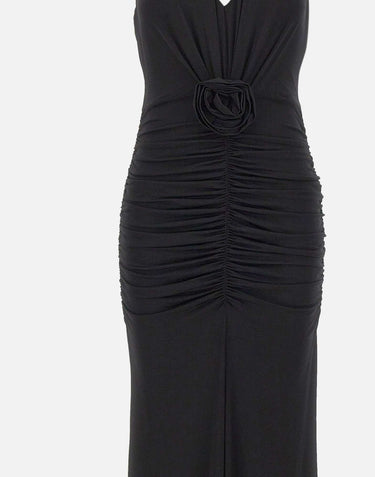 Abito lungo in jersey lucido con rosa 4A467A N0990 BLUMARINE 