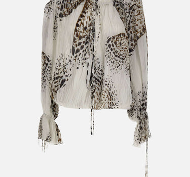 BLUMARINE Blusa in georgette con stampa WHITE Donna 