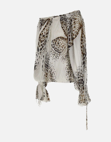 BLUMARINE Blusa in georgette con stampa WHITE Donna 