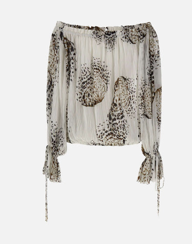 BLUMARINE Blusa in georgette con stampa WHITE Donna 
