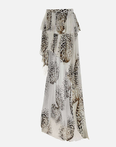 BLUMARINE Gonna in georgette con stampa WHITE Donna 