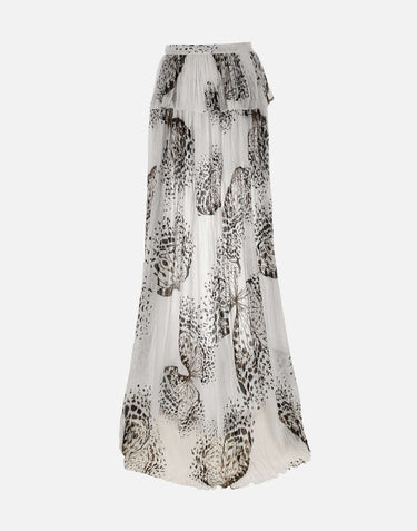 BLUMARINE Gonna in georgette con stampa WHITE Donna 