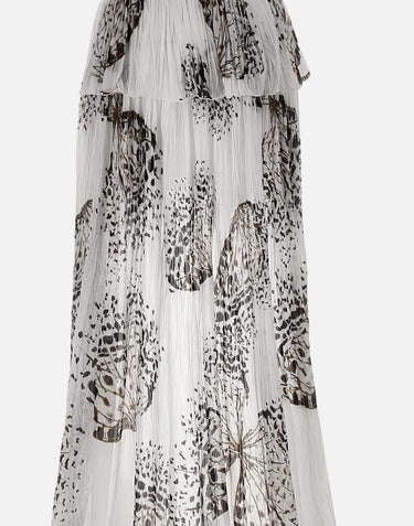 BLUMARINE Gonna in georgette con stampa WHITE Donna 