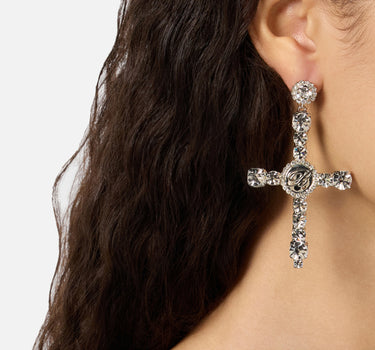 BLUMARINE Orecchini in metallo e castoni SILVER Donna 