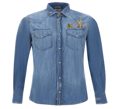 Camicia in denim con ricami TEX520 R00590JEANS BOB 