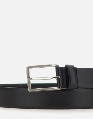 BOSS Cintura in pelle liscia con fibbia ad ardiglione BLACK Uomo 