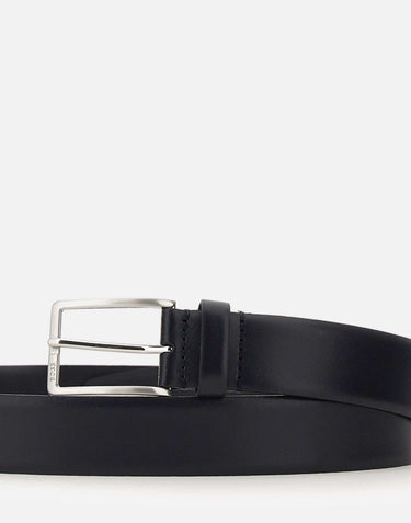 BOSS Cintura in pelle liscia con fibbia ad ardiglione BLUE Uomo 