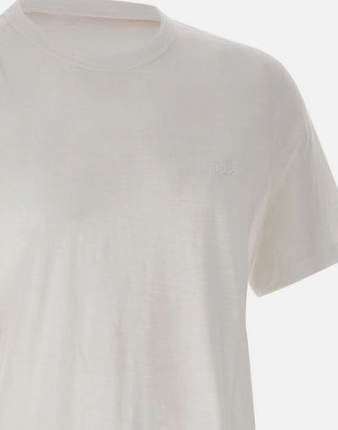BOSS T-shirt in cotone slub-yarn con dettaglio logo WHITE Uomo 