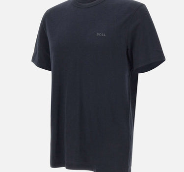 BOSS T-shirt in cotone slub-yarn con dettaglio logo BLUE Uomo 