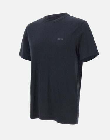 BOSS T-shirt in cotone slub-yarn con dettaglio logo BLUE Uomo 