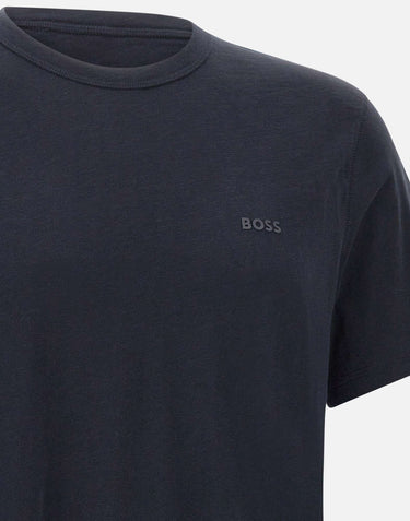 BOSS T-shirt in cotone slub-yarn con dettaglio logo BLUE Uomo 