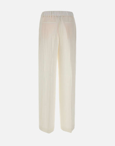 BOSS Pantaloni relaxed fit in misto lino WHITE Donna 
