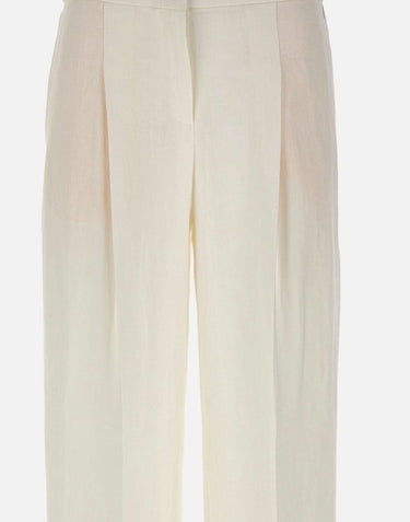 BOSS Pantaloni relaxed fit in misto lino WHITE Donna 