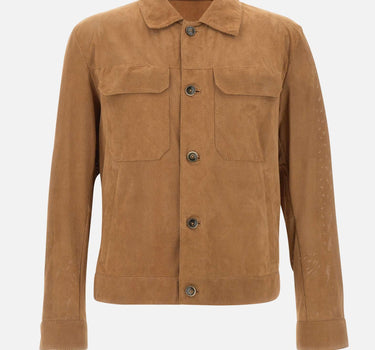 BOSS Giacca in pelle traforata BROWN Uomo 