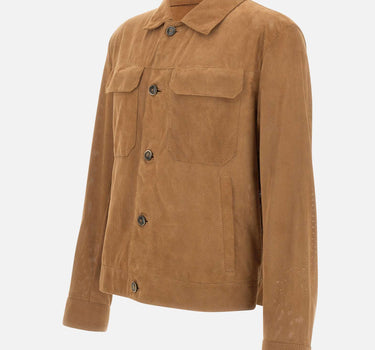 BOSS Giacca in pelle traforata BROWN Uomo 
