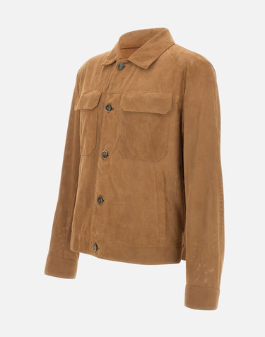 BOSS Giacca in pelle traforata BROWN Uomo 