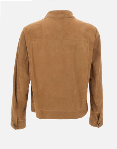 BOSS Giacca in pelle traforata BROWN Uomo 