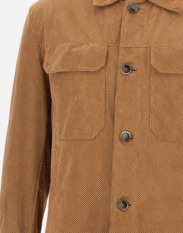 BOSS Giacca in pelle traforata BROWN Uomo 