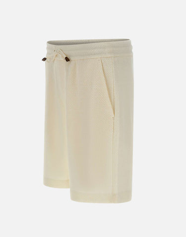 BOSS Shorts in cotone e lino WHITE Uomo 