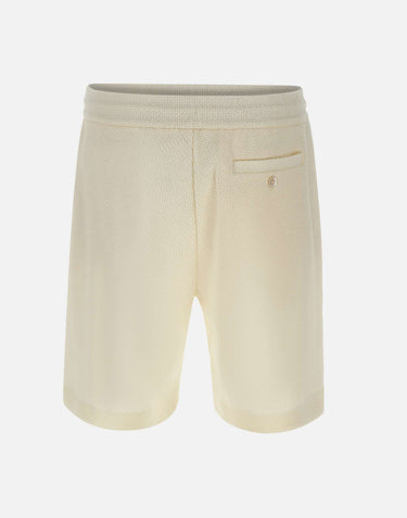 BOSS Shorts in cotone e lino WHITE Uomo 