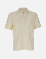 BOSS Polo in cotone e lino WHITE Uomo 